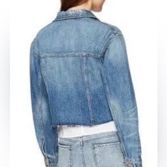 Joe's Jeans Whitney Distressed Cutoff Raw Hem Jean Jacket NWT size Large - Picture 2 of 16